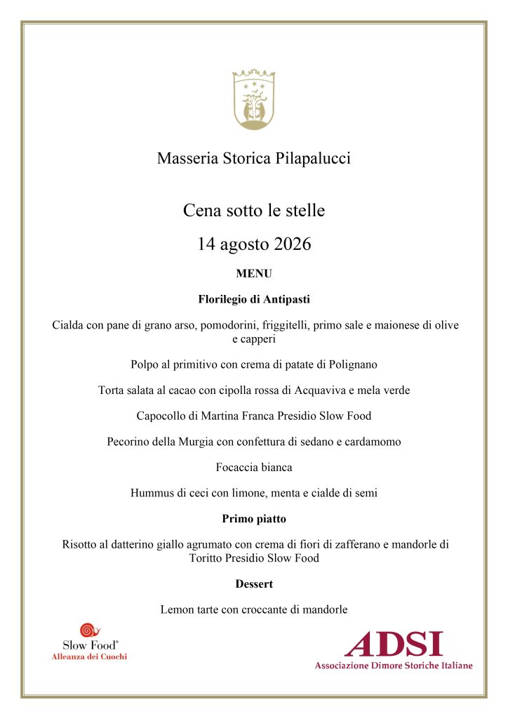 Menu cena 14 agosto 2026